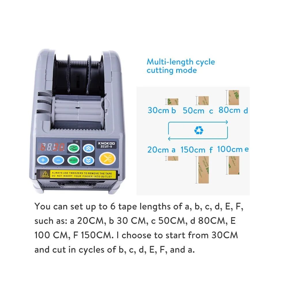 KNOKOO ZCUT-9 Automatic Tape Dispenser - 6 Lengths Memory
