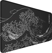 Black Japanese-style Wave Extra-Large Customizable Size Pattern Gaming Mouse Pad-Scratch Proof Water Resistant Natural Stock
