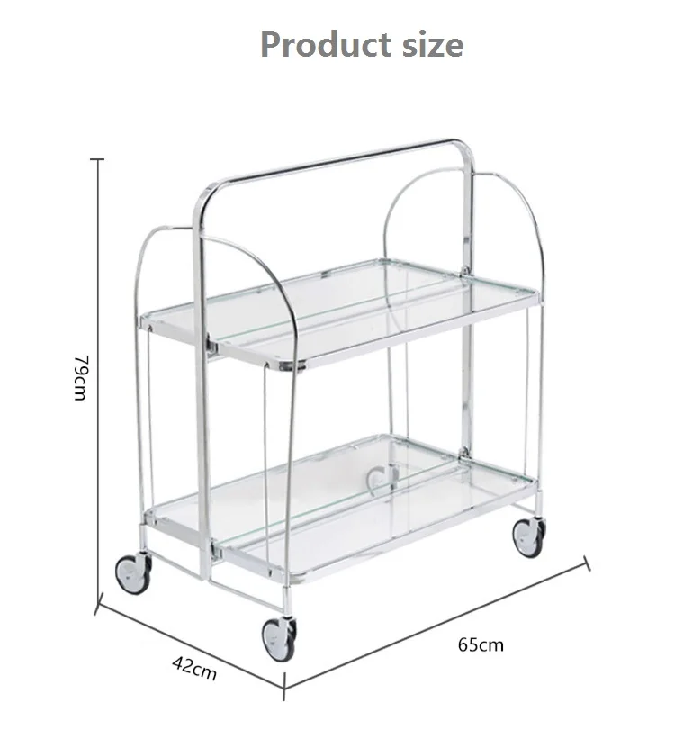 Mobile dining car rack Simple family bedroom trolley shelf living room wine hotel stainless steel trolley