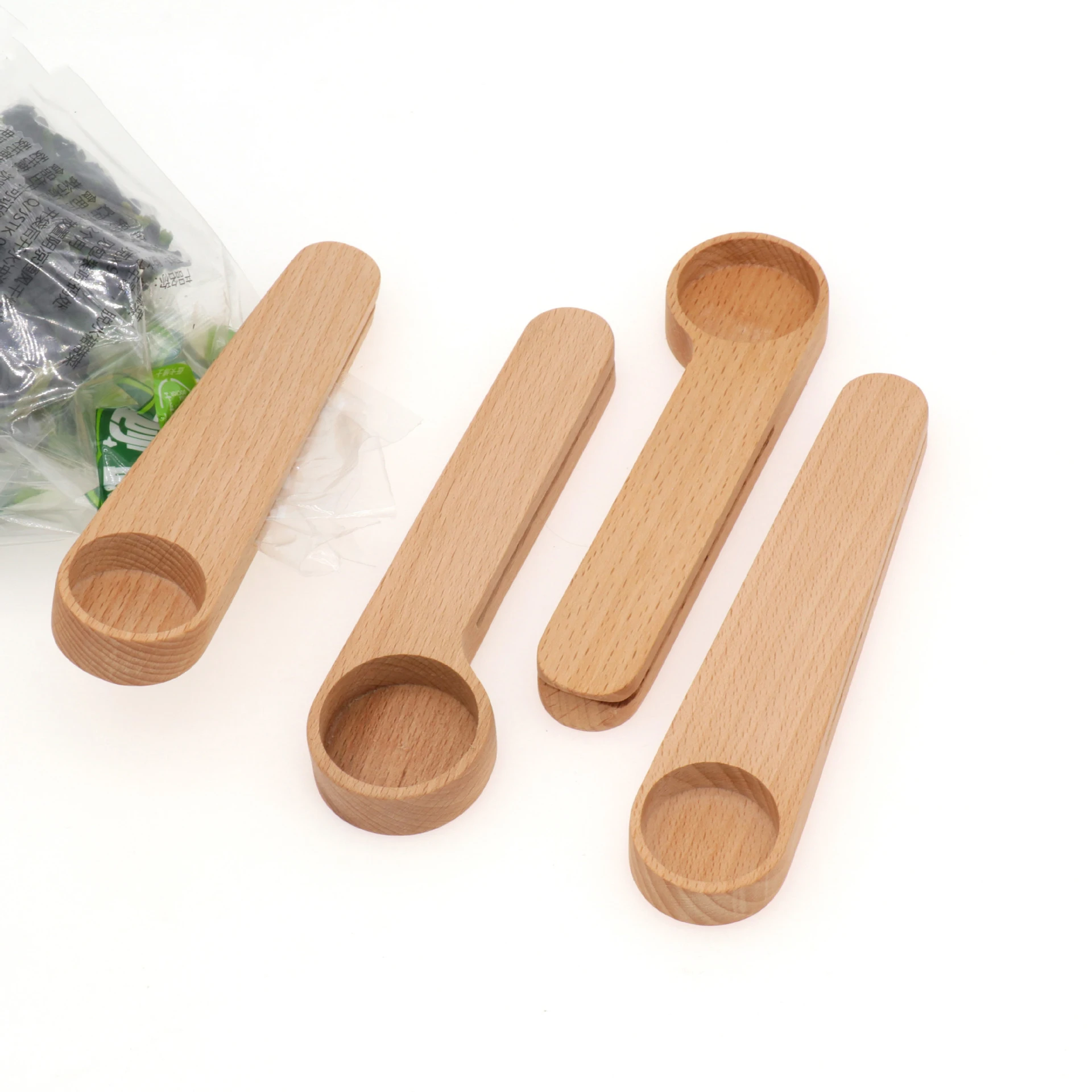 100 Natural Beech Wood Coffee Scoop With Clip Buy Wood Coffee Scoop