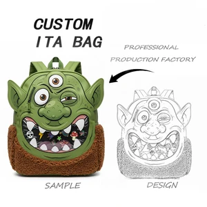 Custom Design Monster Shape Ita Bag Clear Pin Display Purse Transparent Window Anime Ita Backpack Manufacturer