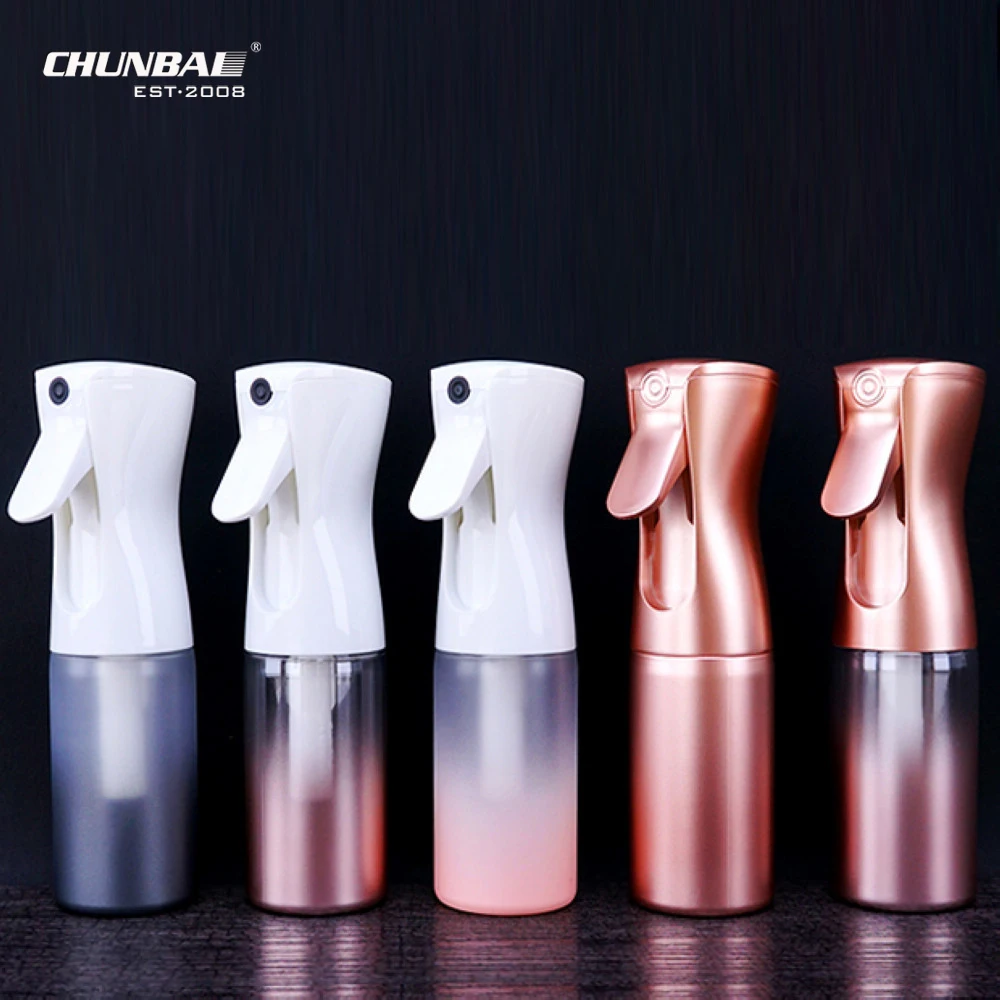 100ml 200ml Hebei Colorful Gradient Ramp Rose Gold Blue Plastic Fine Mist Spray Plastic Bottle Trigger Continuous Spray Logo