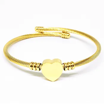 High-quality gold-plated jewelry gift diamond hanging small lock heart-shaped accessories stainless steel bracelet women