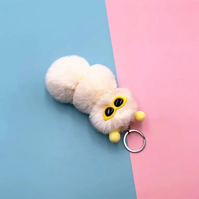 Дешевые оптовые милые Новые брелки гусеницы милые конфеты цвета мультфильм плюшевые сумки кулон Inchworm поставляет автомобиль брелок