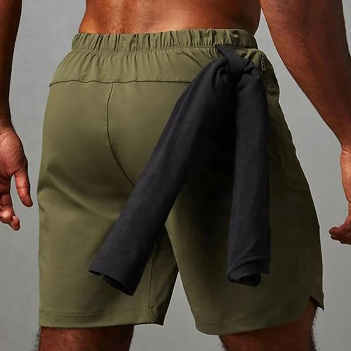 JL1119D Customized Quick Drying POLYESTER NYLON Green Solid Color Mens Casual Workout Shorts