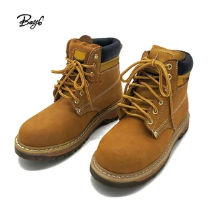 7-Inch Nubuck Leather Anti-Impact Safety Work Boots High Ankle with Steel Toe for Autumn/Winter Factory Use