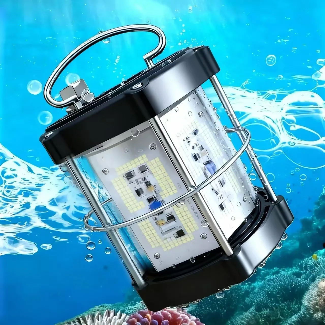 Су астында балықтарды тартатын LED ұстау шамы, 1000 Вт, IP68 суға төзімді, жасыл түсті, 30 м жарық шамасы, сабақтың және каракаттың қайықтан ұстауы үшін