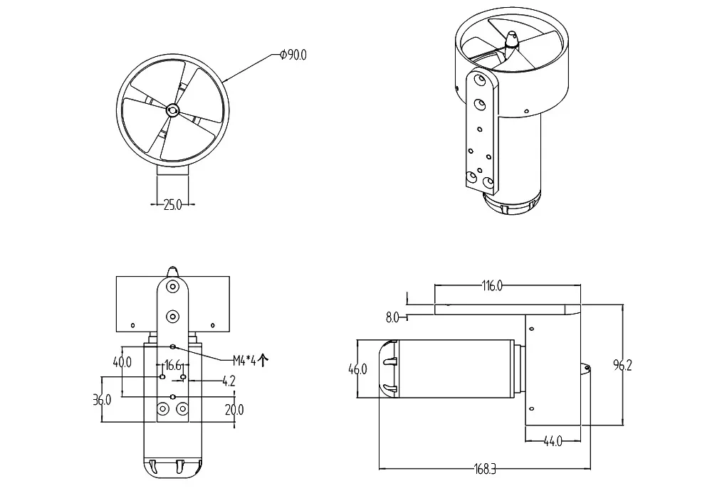 24v 8.6kg Kyi-8et Thrust Underwater Thruster Fully Enclosed Ipx8 100m ...