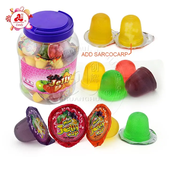 100pcs 15g Fruit Jelly Cup Candy In Jar Fruits Flavor With Coconut Cube ...