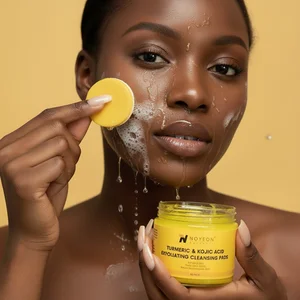 2-in-1 Turmeric Kojic Acid Cleansing Pads for Face & Body Exfoliating and Brightening Skin Treatment