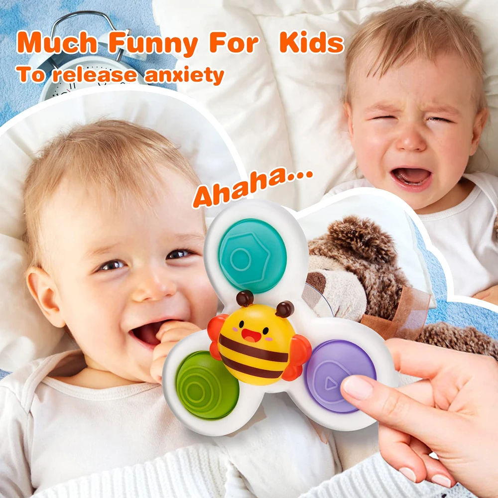 Newest best sell fidget toy suction cup spinner top baby bathtub spinner bathing rotary windmill finger sensory toy for toddler