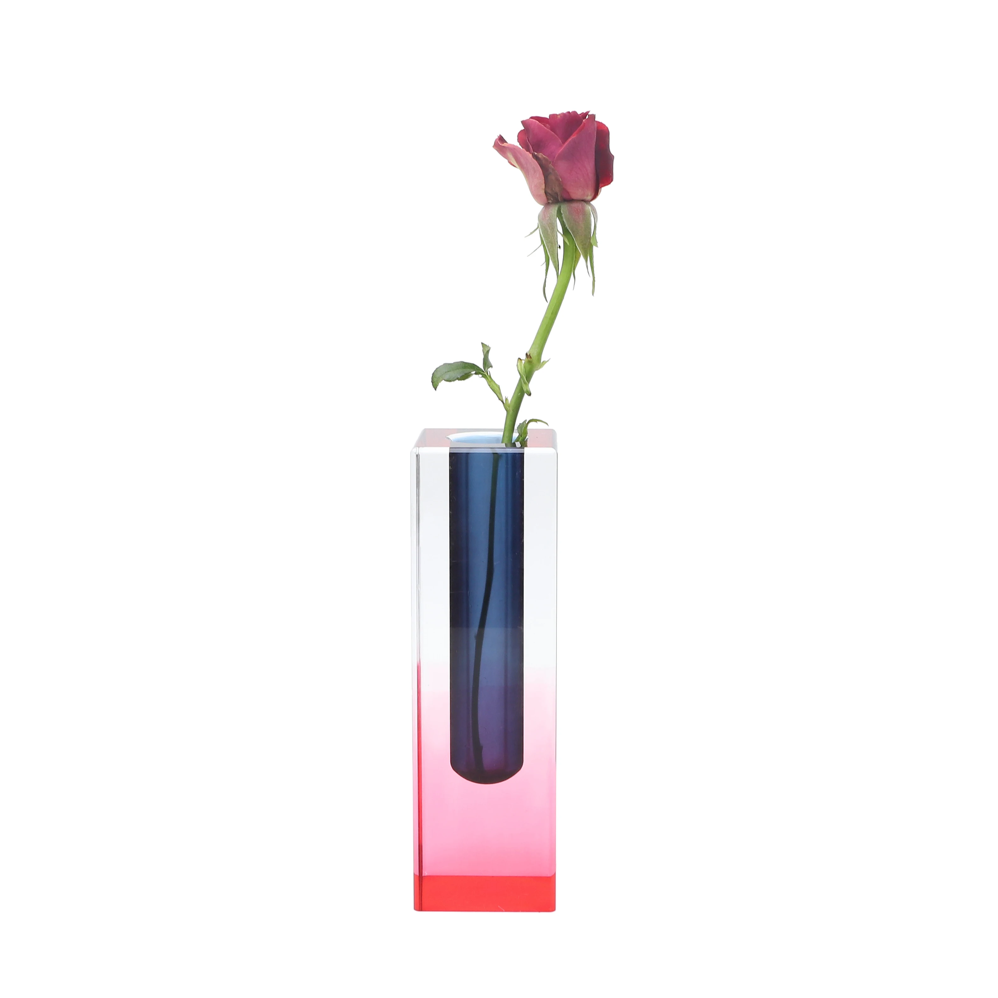 Customizable Coloured Acrylic Flower Vase Rectangular Centerpieces Display Plexiglass Flower Vase