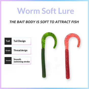 CHEERY Threaded Coiled-Tail Lure 88mm/2.64g Single-Tail Worm Bait Snapper Mandarin Black Carp Bass Fishing Gear – Soft Lure – view 5