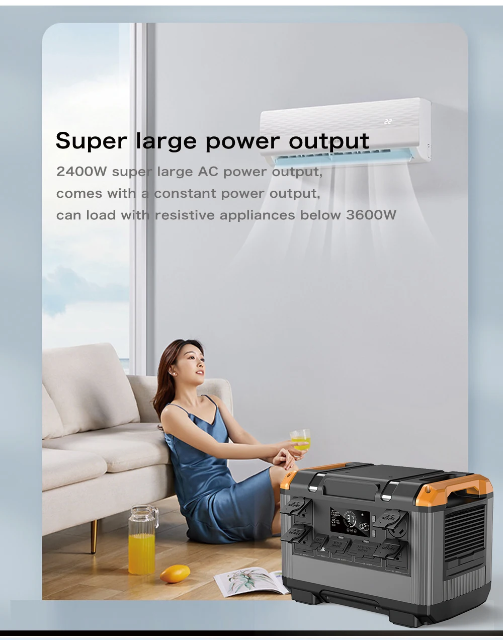 New 2400W Power Supply Solar Energy System Solar Generators Charging Portable Power Station