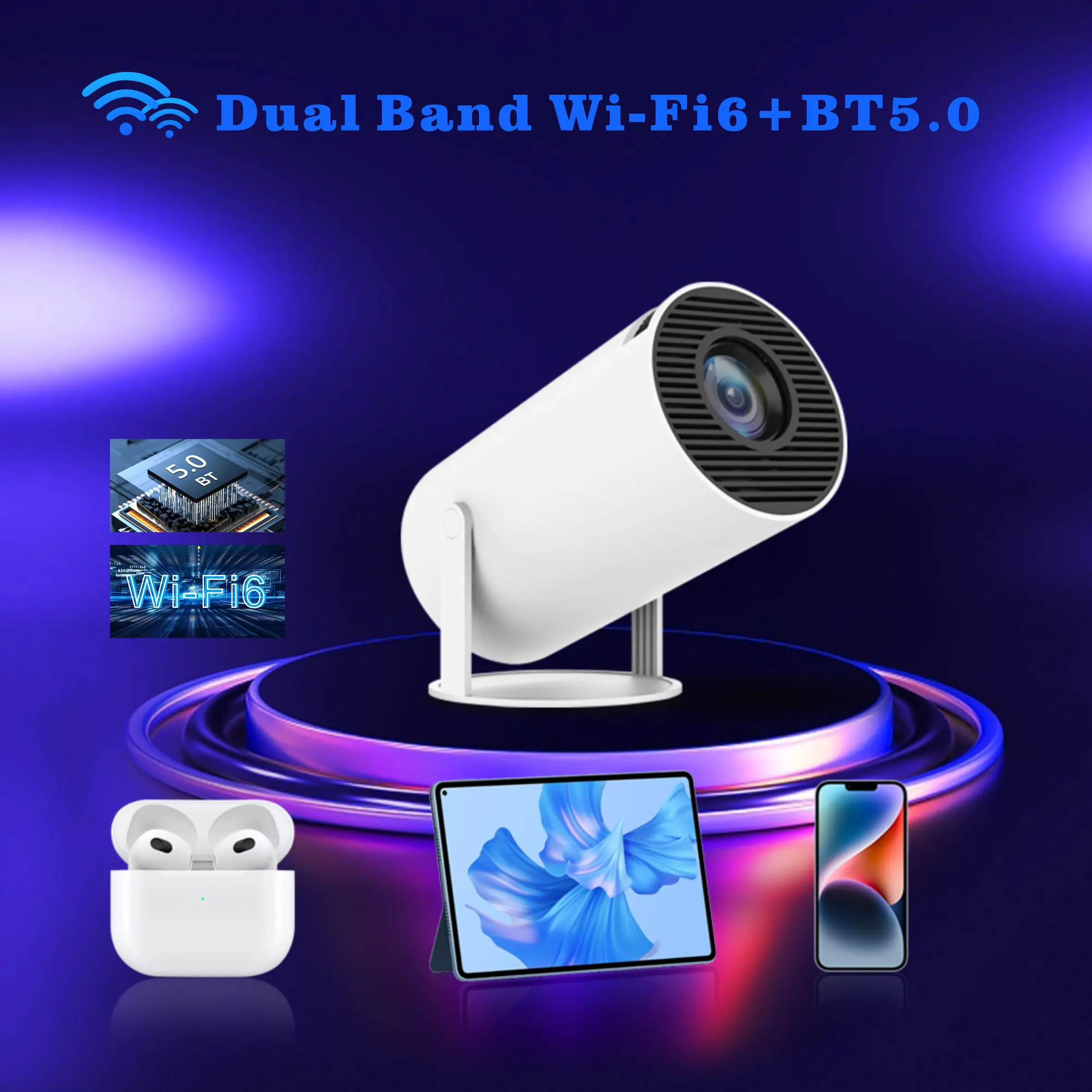 Rt Projectors RT Latest HY300 Pro - 4K Android Smart Projectors for Home Theater