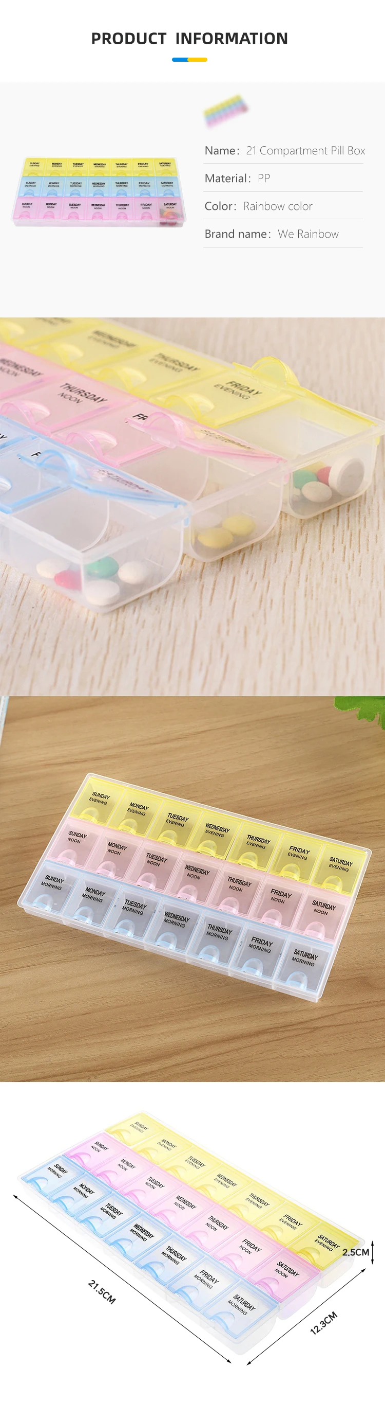 Ecofriendly Modern Weekly Pill Storage Cases Lockable