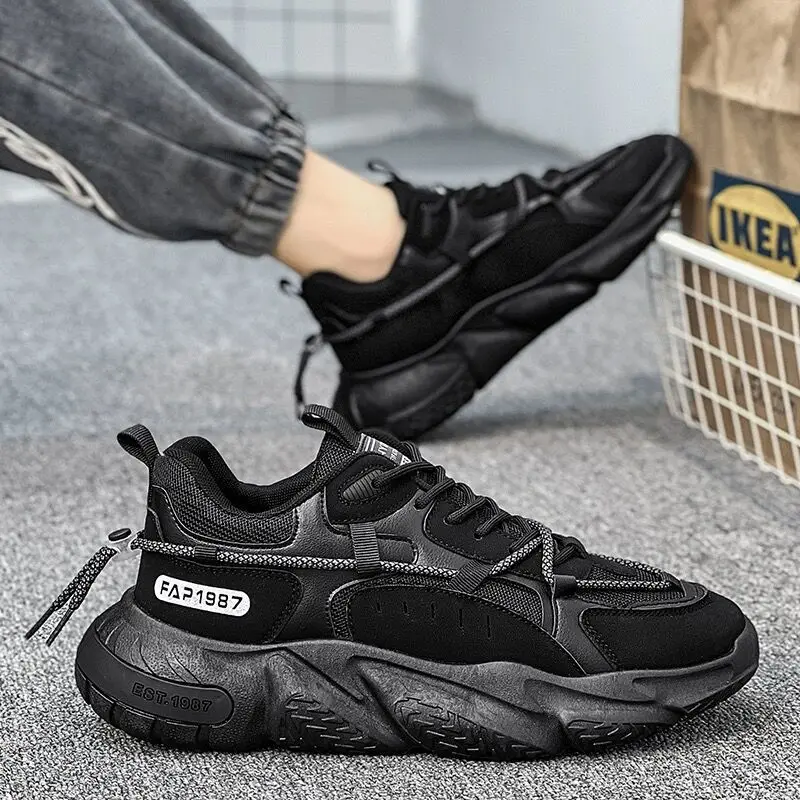 Men's shoes summer new breathable mesh sneakers men's trend all match inside height-raising leisure running shoes