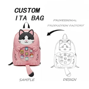 Custom Little Cat Alarm Clock Style Ita Bag Manufacturer Make Your Own Design Clear Crossbody Purse for Pin Display