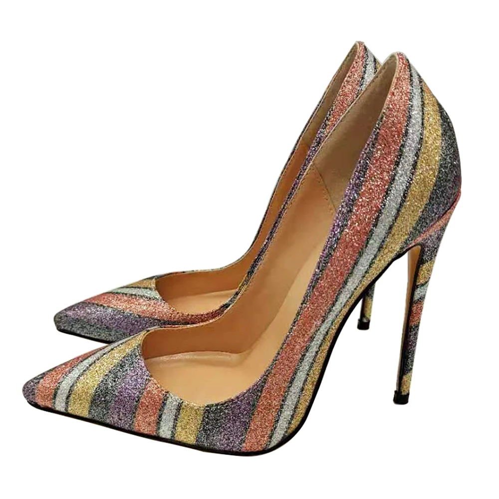 Multi Colored Glitter High Heels Party Pumps for Women OEM Available