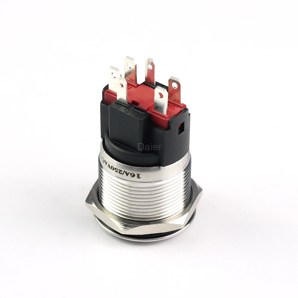 22MM Push Button Switch ON-OFF 6PIN High Current IP67 Waterproof