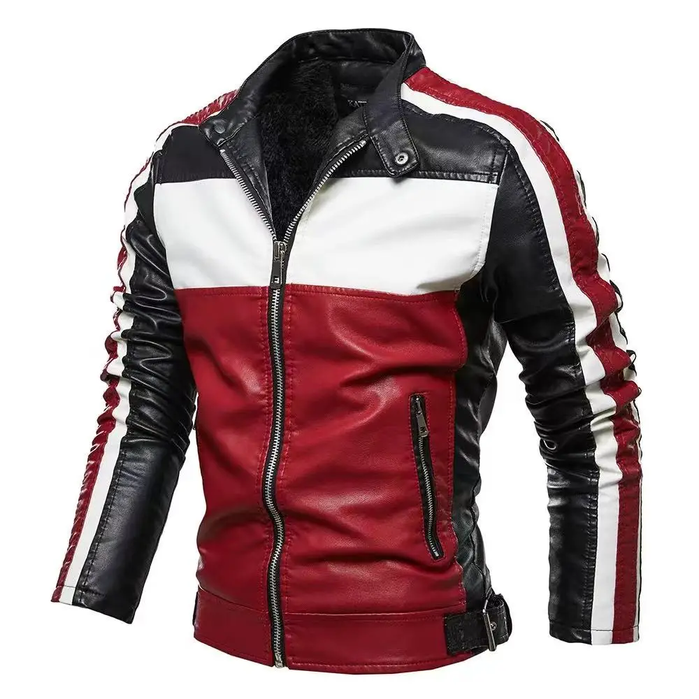 Giacca da biker in pelle effetto patchwork - Abbigliamento 1ABEIJ