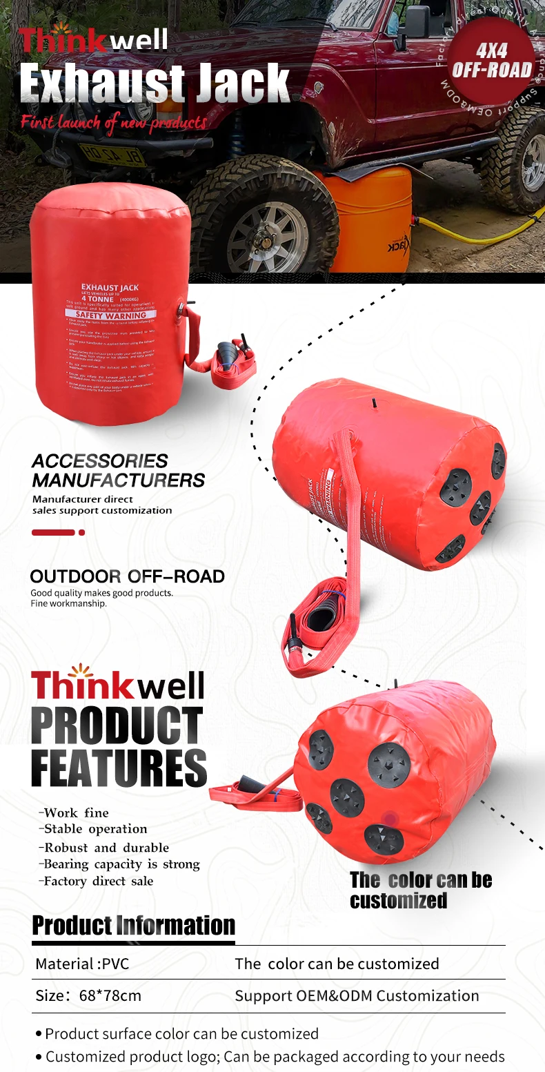 4x4 Off Road Exhaust Inflatable 4t Air Bag Jack For Vehicle Car Truck