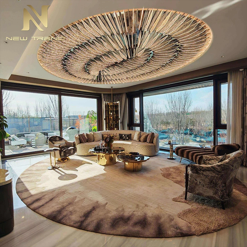 CPL-485 Modern luxurious living room lighting for commercial spaces. Large custom acrylic LED ceiling lights. Suitable for villa lobbies and halls