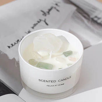 White Color Decorative Customized Logo Handmade Jewel Soy Wax Glass Jar Candles