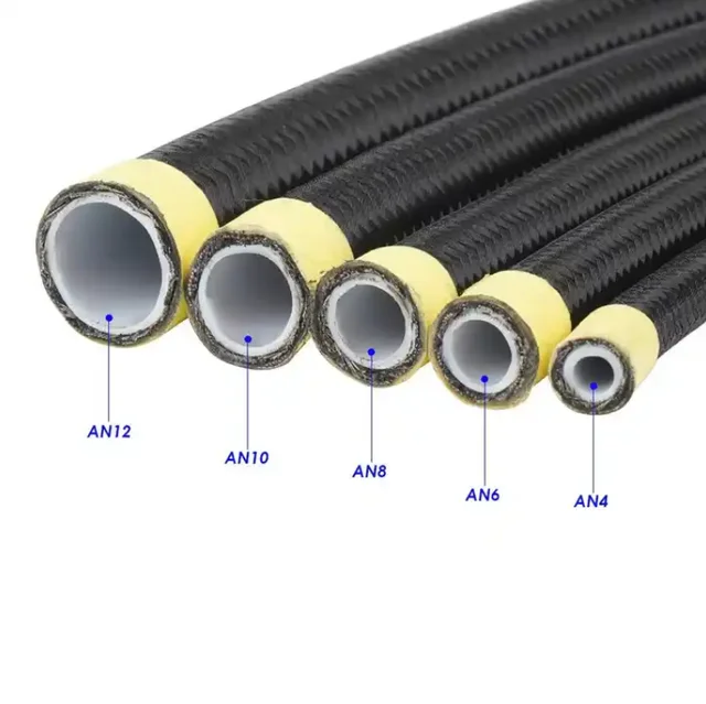 an4 an6 an8 an10 an12 PTFE braided steel braided 6an 8an 3/8" Nylon Stainless Steel Braided PTFE Fuel Hose