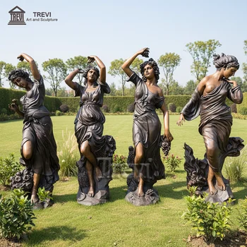 Metal Craft Life Size Goddesses Statue Brass Bronze Four Seasons