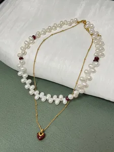 YOB 2026 Necklace Exquisite Simple Light Luxury Vintage Style Freshwater Pearl Zircon Link Chain for Parties
