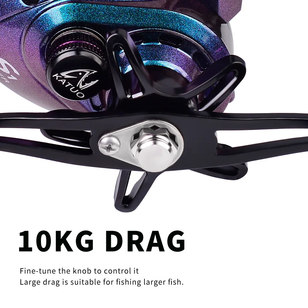 Moulinet Baitcaster Gauche KOSLEOW 7.2:1 – Frein Magnétique 20 Niveaux, 10 Kg, Alu 221g – Mer Et Eau Douce