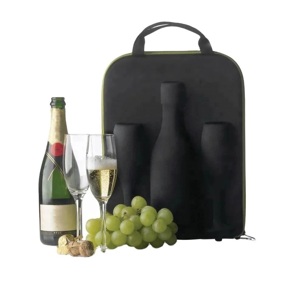 Portable Shockproof Wine Bottle Travel Bag - Insulated EVA Tote with  Waterproof Zipper for Safe Wine Glasses Transport