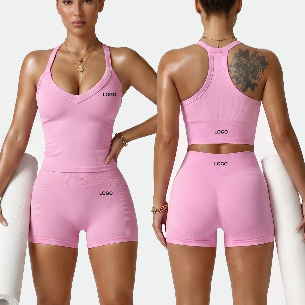 EU Size Fitness Wear Sportswear Womens Gym Clothes Sport Kleidung Ensemble De Sport Femme Conjunto De Yoga Sets Customized Logo