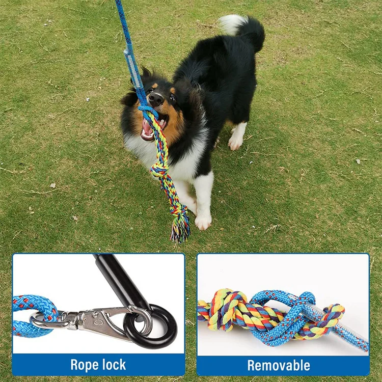 Interactive Dog Toys - Extendable Flirt Pole with 2pcs Braided Rope Tugs  for Dog Outdoor Entertainment, Train and Exercise 