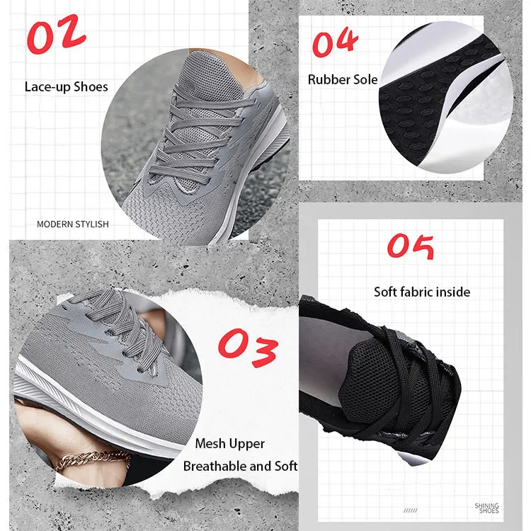 High Quality Grey Sports Men's Fashion Sneakers Custom Running Shoes
