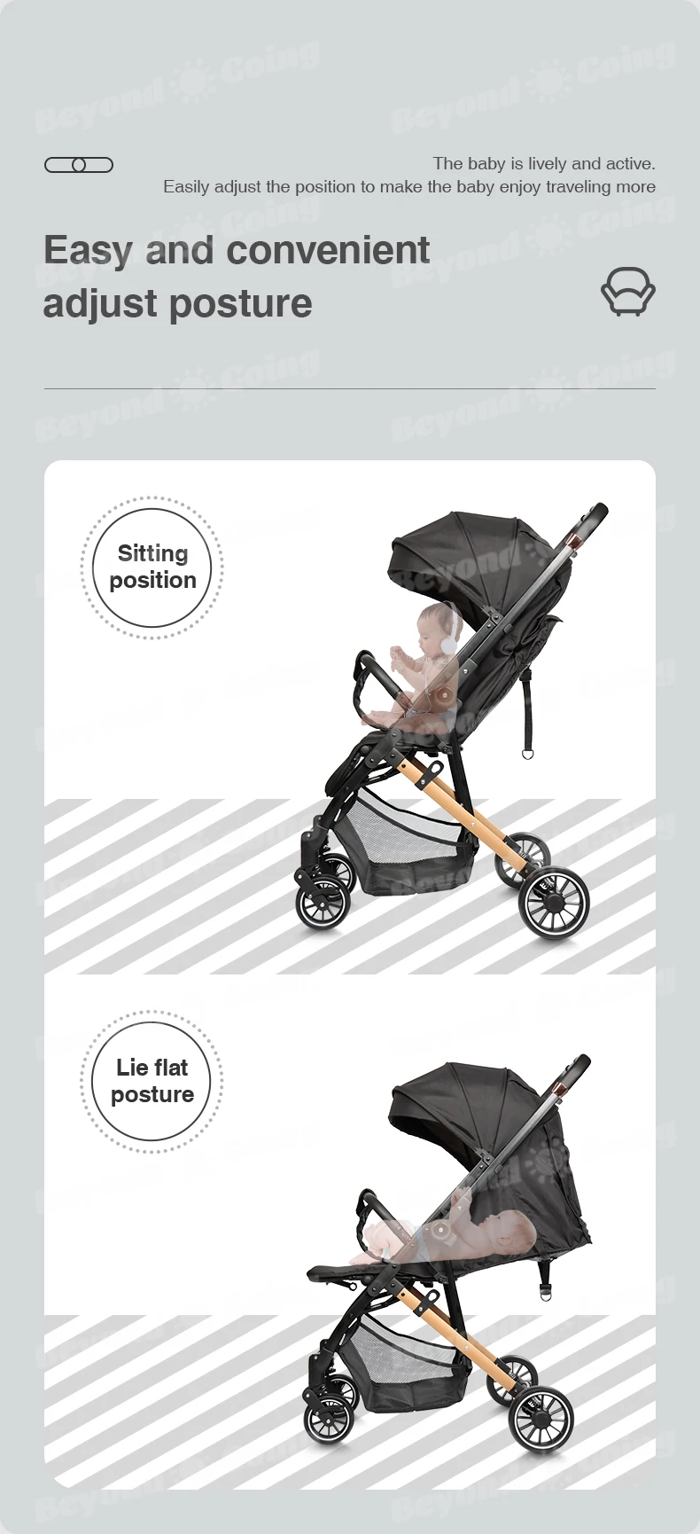 Customized High Quality Baby Pram Portable Buggy Lightweight Luxury Push Chair Folding Baby Carriage Stroller