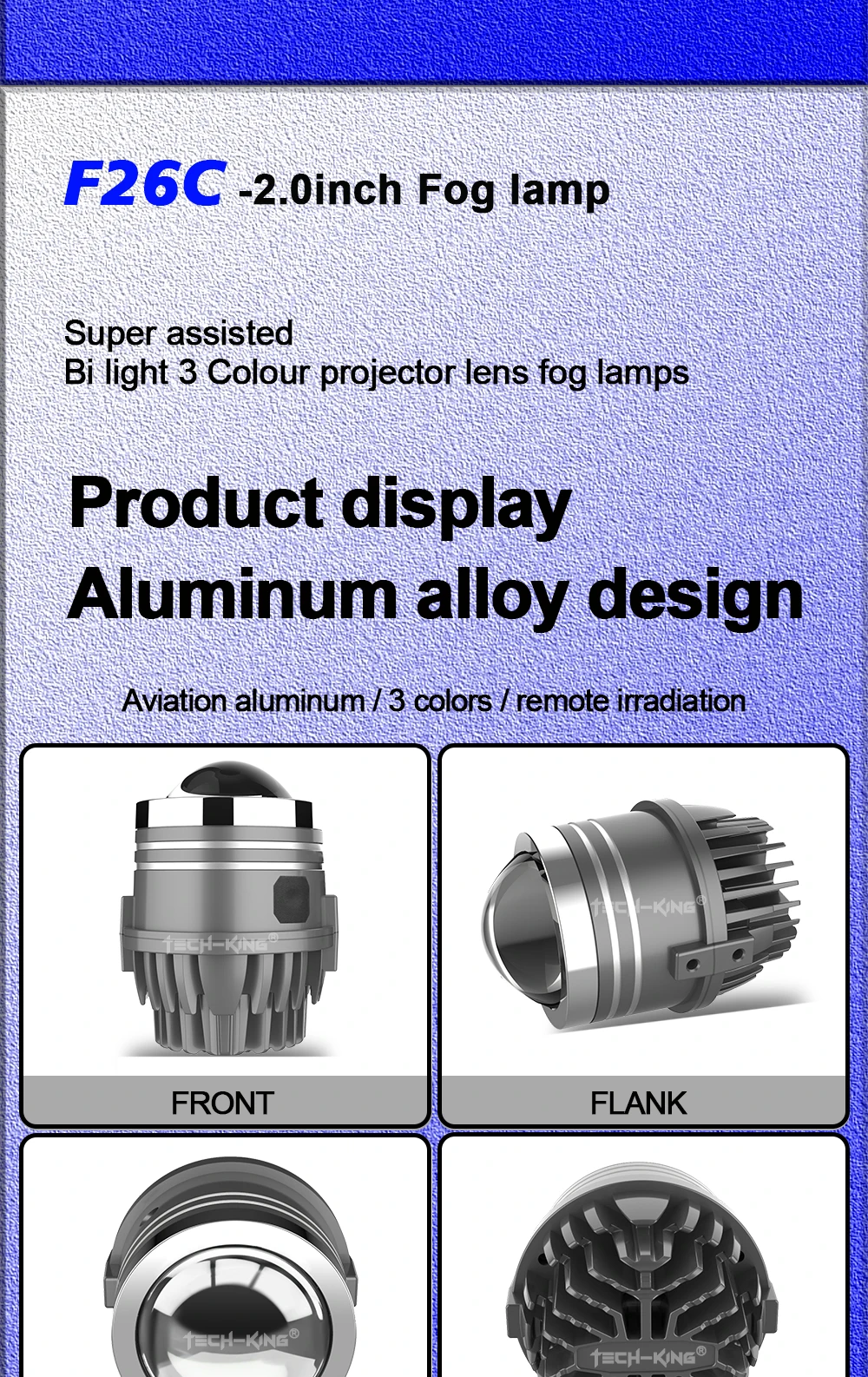 Universal 3 colors 2 inch 80W Bi LED projector lens fog lights Retrofit kit For Toyota For Nissan For Honda laser fog light