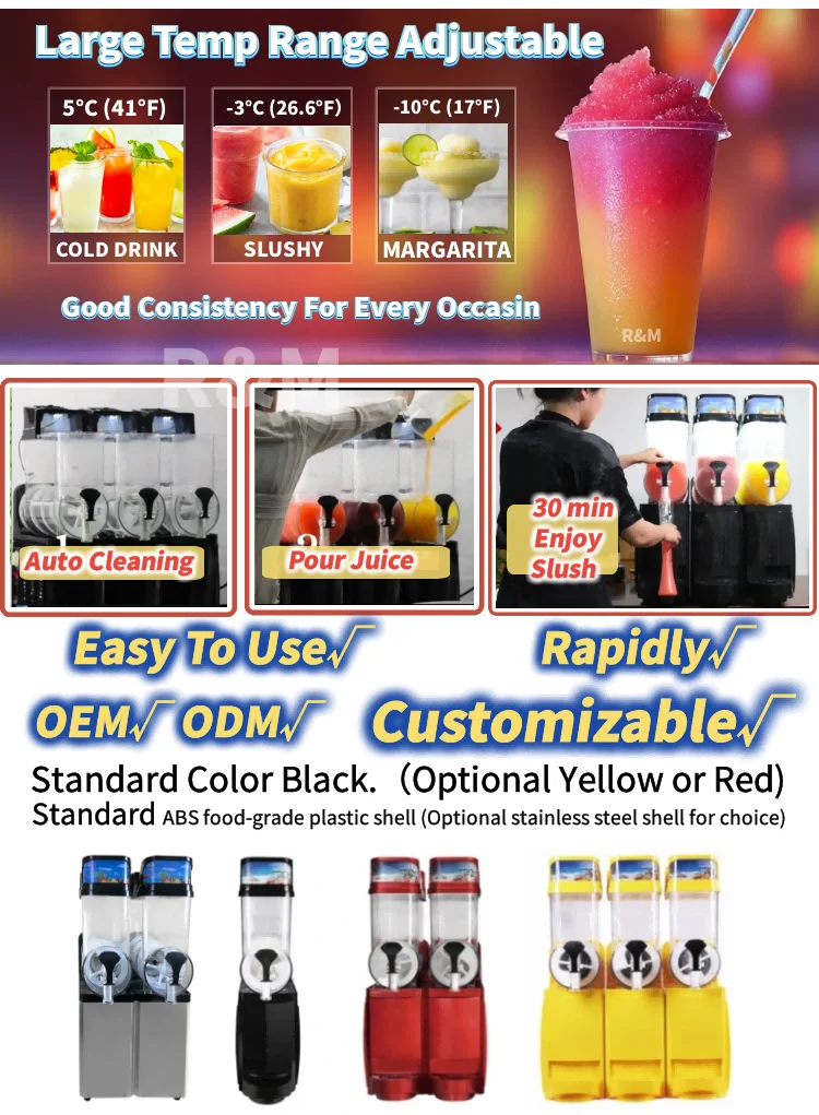 High quality frozen commerical alcohol fruit space three tank small slush machine china italian motor 110v 220v slushy machine