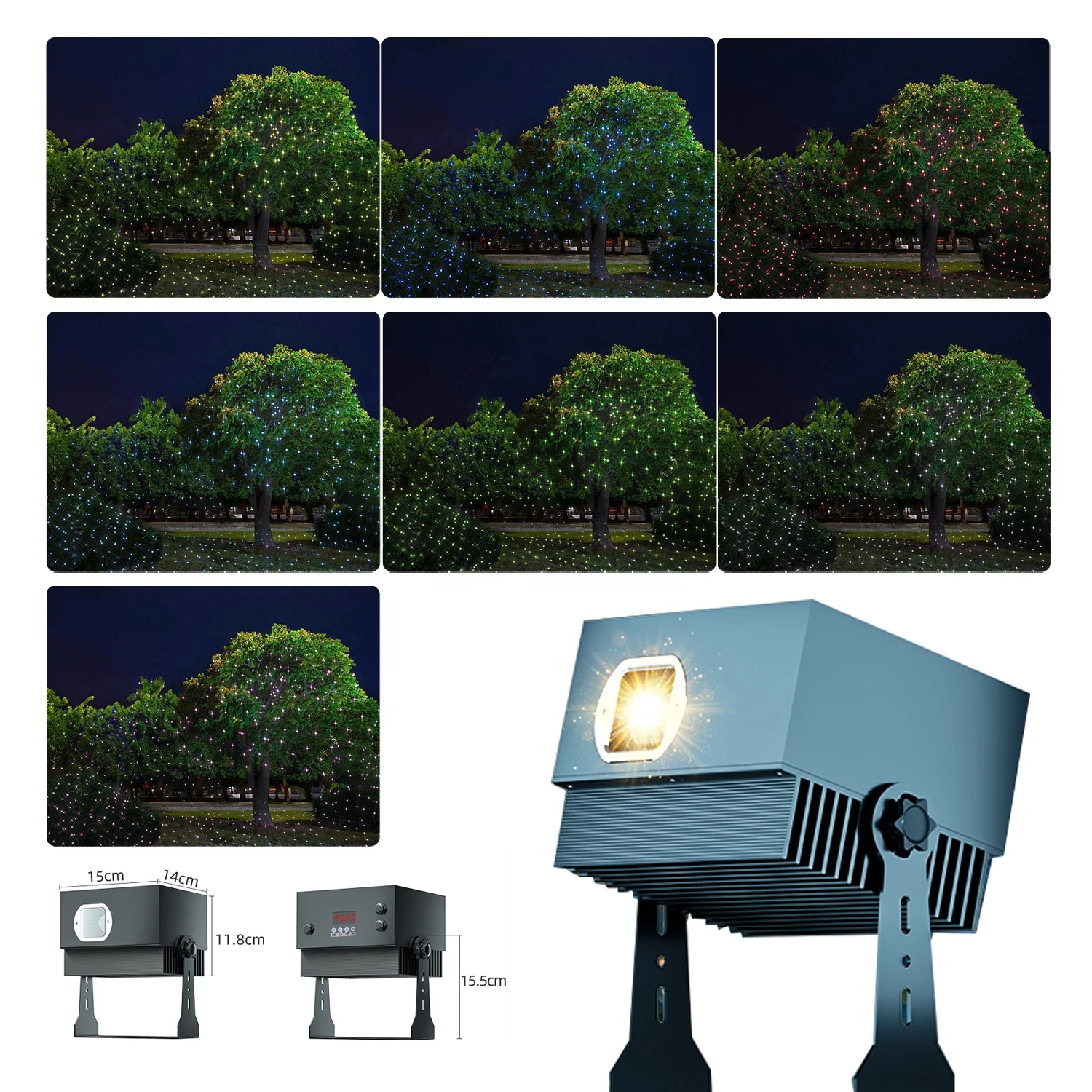 RGBW Colorful Led Tree Light DMX512 Dynamic Firefly Starry Sky Laser Projection Lamp Outdoor Garden Landscape Atmosphere Lights