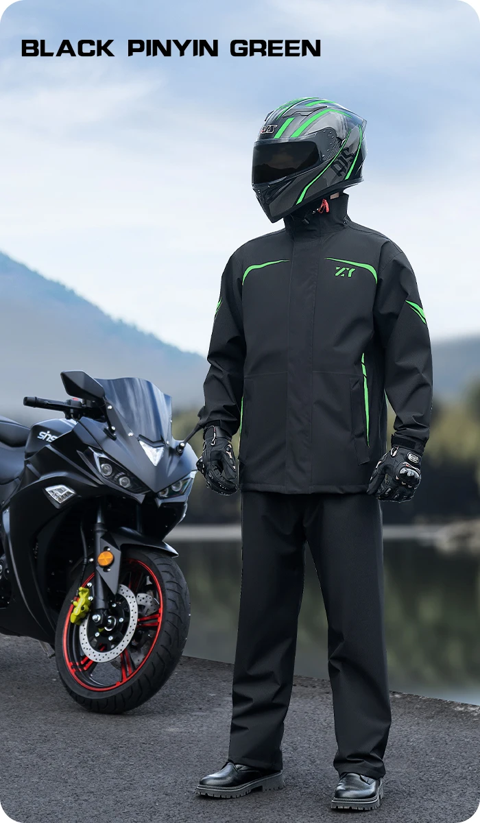 custom rain pants Sports raincoat 2-piece waterproof motorcycle set bicycle motorcycle travel rain coat supplier