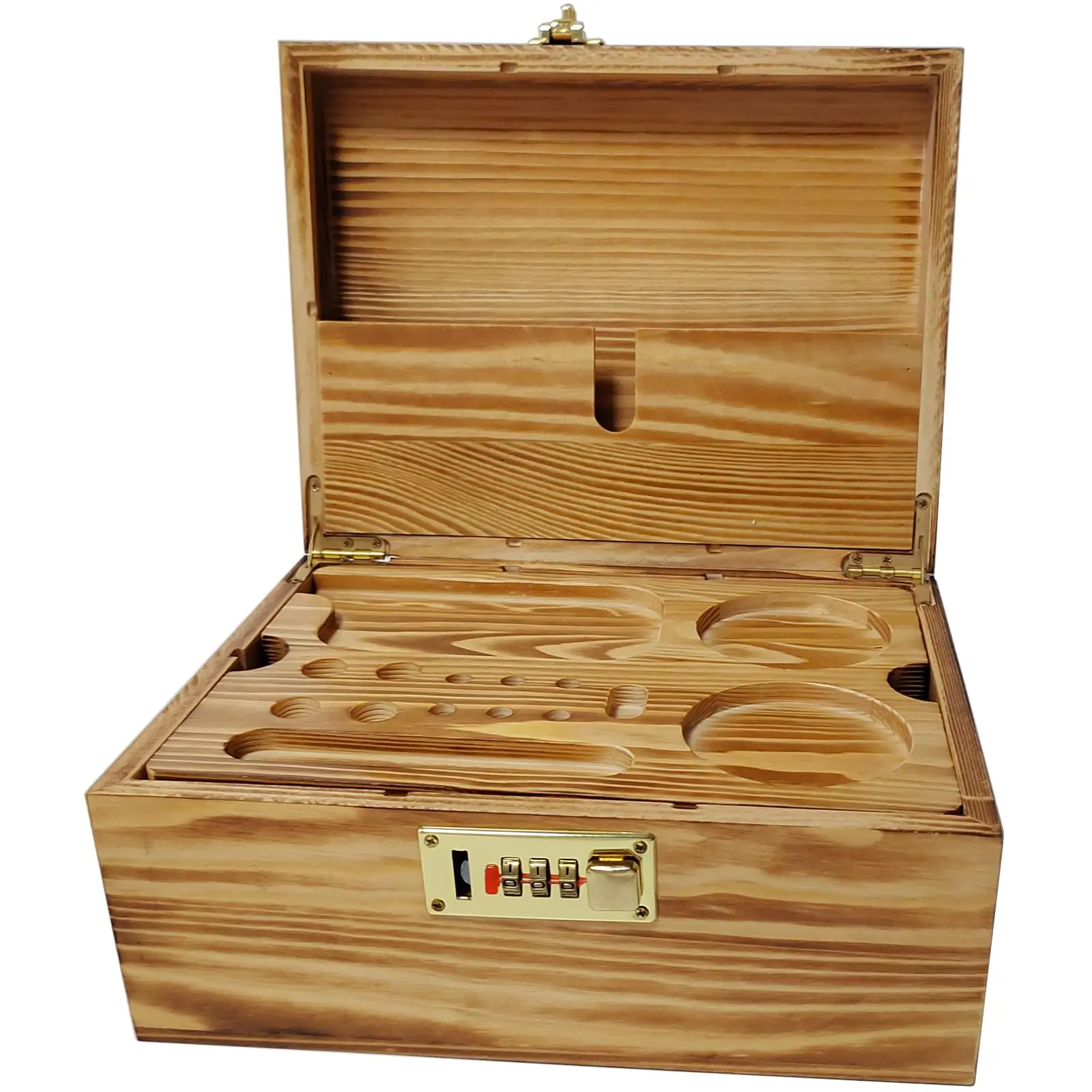 Acacia Wood Storage Box with Combination Lock - Decorative Home Organizer & Ideal Gift Choice