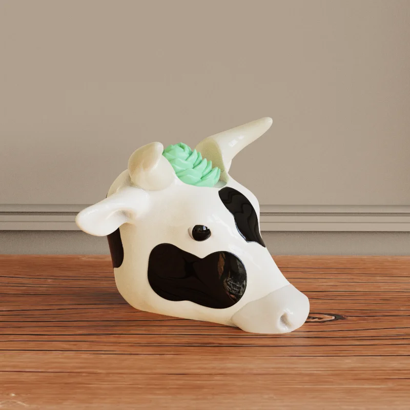 High Quality Cow Head Shaped Ceramic Succulent Pot Custom Animal Planter for Kitchen Shelf Rustic Decor Flower Pot