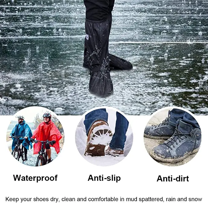2 Pair UK Europe London Waterproof Reusable Rain Shoes Safe Cover Boot Mud Snow 
