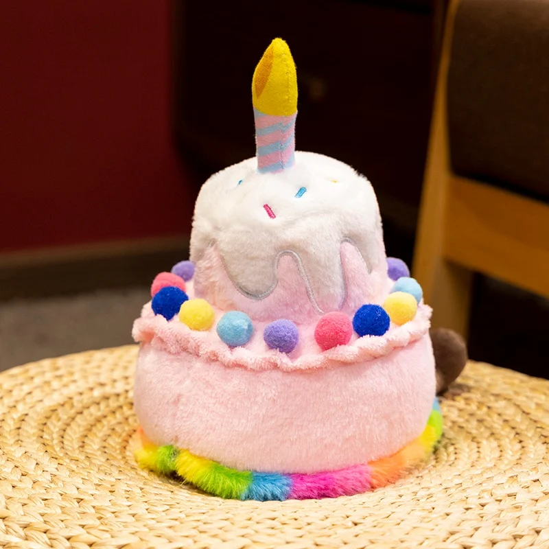 Plush Birthday Cake Plush Cute Smile Cake Toy Stuffed Funny Soft Food