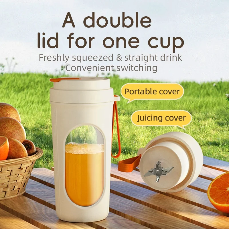 A Cup of Double Cover Automatic Juicer Portable Rechargeable Juice Cup Home Multifunction Juice Machine New Juicing Cup 4