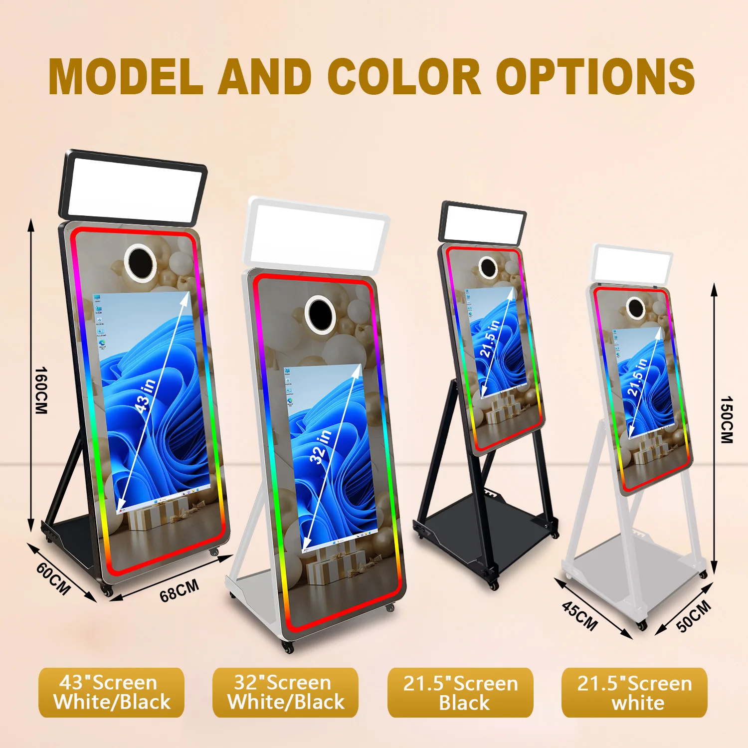 Livraison rapide ! Photobooth miroir magique avec écran tactile 43 pouces, caméra et imprimante pour selfies et fêtes._voghion.com