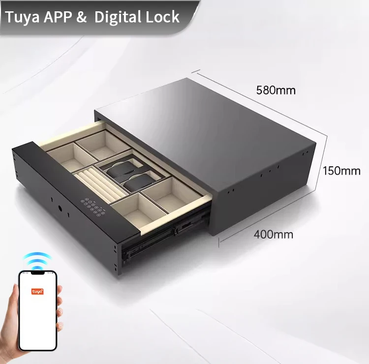 CEQSAFE Smart Safe Box Smart Password Drawer Lock Digital Panel Cabinet Digital Drawer Safe Box with Touch Screen Password