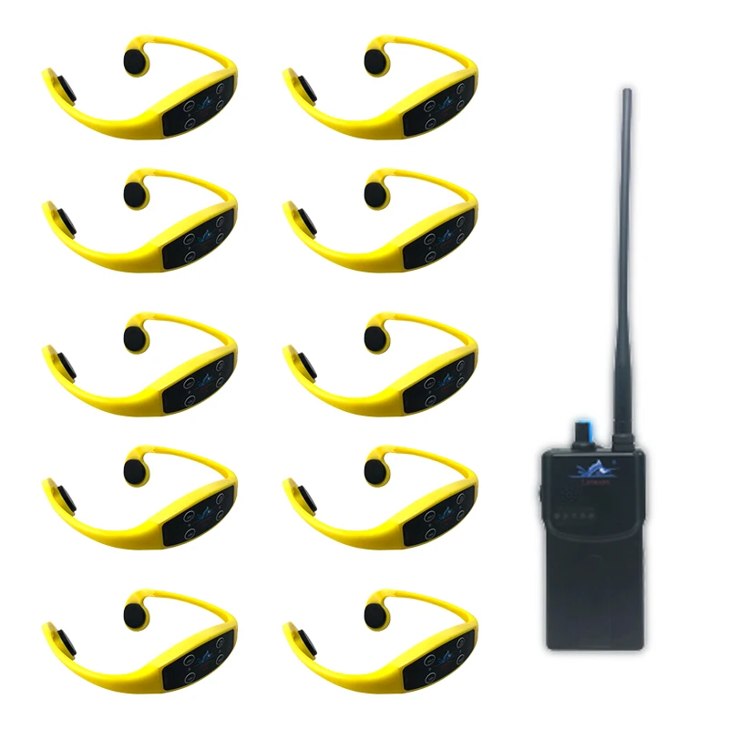 10 H-906A Headsets 1 H-900A Transmitter 1000m Range Open Water Stream Audio Swimming Earphone Kit