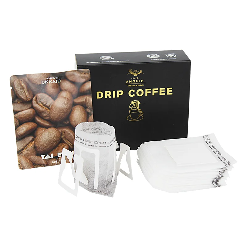 Biodegradable/Compostable Portable Hanging Ear Drip Coffee/Tea Filter Bags for Home/Office/Travel